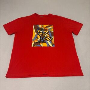 OVO Octobers‎ Very Own Mens Stained Glass Owl Graphic T-Shirt Red XL Casual